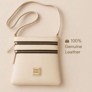 👜 Dooney & Bourke Cream Leather Crossbody – NWT + Registration Card & Dust Bag